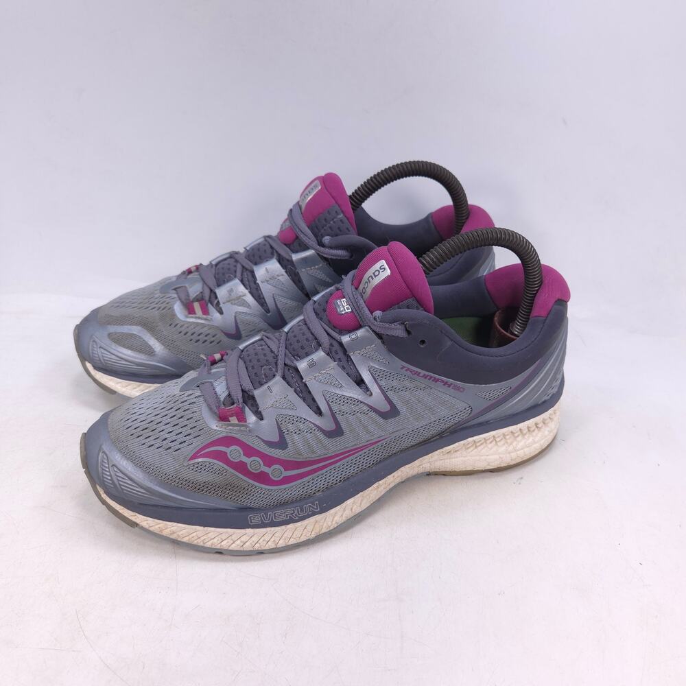 Saucony Triumph ISO Athletic Lace Up Shoe Womens Size 7.5 S10413-1 Gray Purple